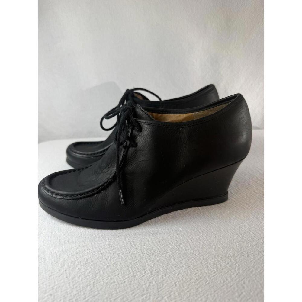 GRANDPACORE RALPHLAUREN DENVER BLACK LEATHER LACE UP WEDGE HEEL DARK EDGY GRUNGE - Picture 1 of 9